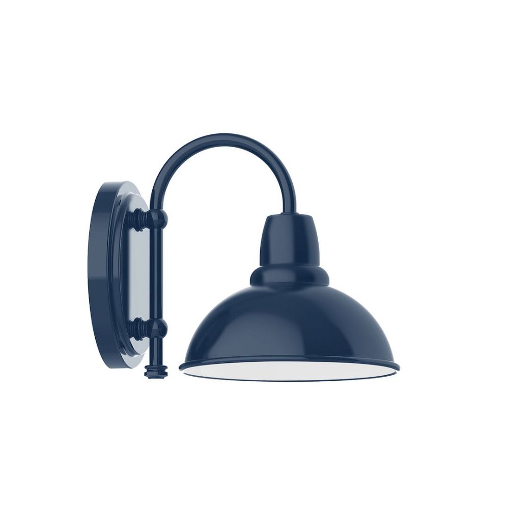 Montclair Lightworks SCB105-50-W08-L10 8" Cafe Shade, Wall Mount Sconce With Wire Grill, Navy